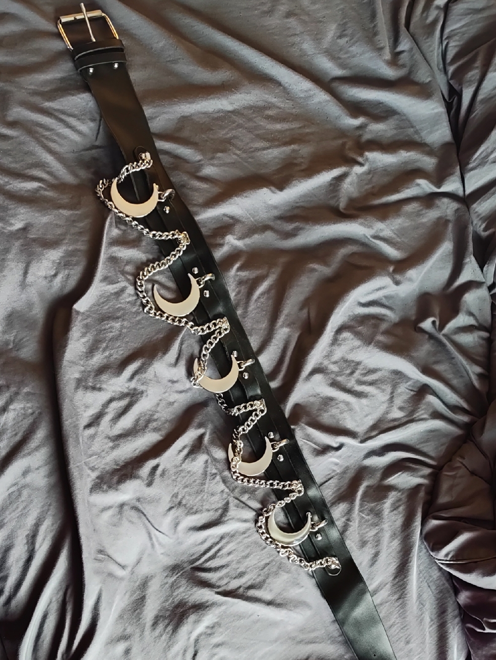 Killstar Black Crescent Chain Accent Waist Belt